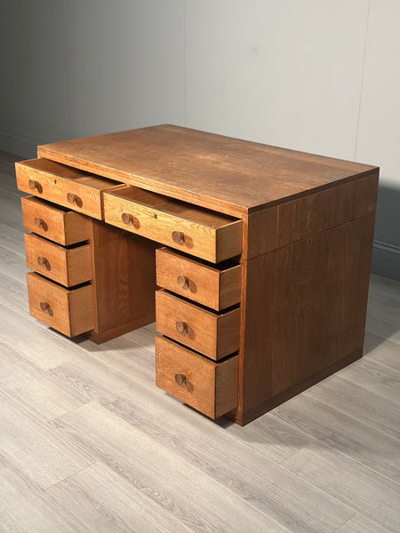 Antique Cotswold School Oak Desk c.1930