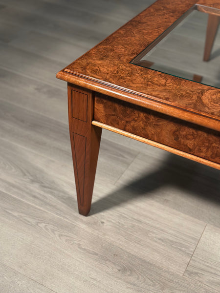 Large Burr Walnut & Glass Coffee Table By Iain James