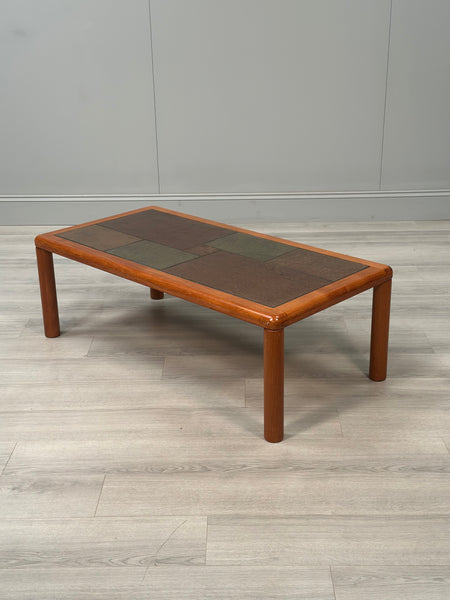 Danish Teak & Slate Coffee Table By Haslev