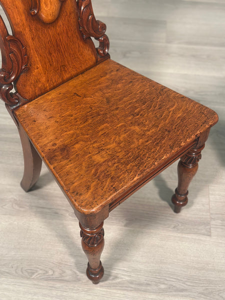 A Pair Of Oak Hall Chairs c.1860