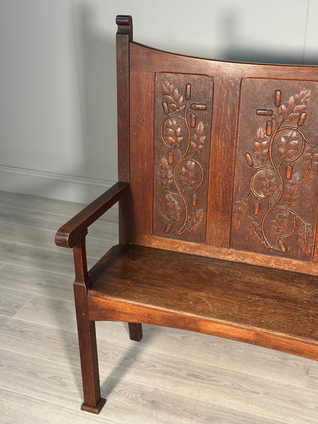 Arts and Crafts Oak Hall Bench c.1900