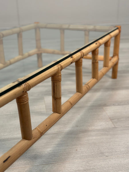 Vintage Bamboo & Glass Coffee Table