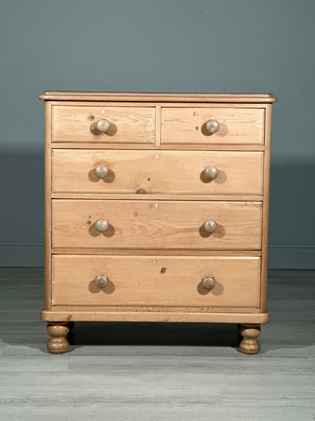 Large Victorian Pine Chest Of Drawers