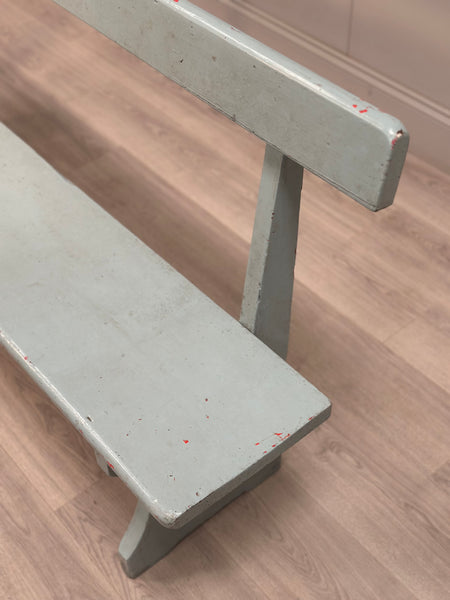 Antique Pine Bench In Blue Paint