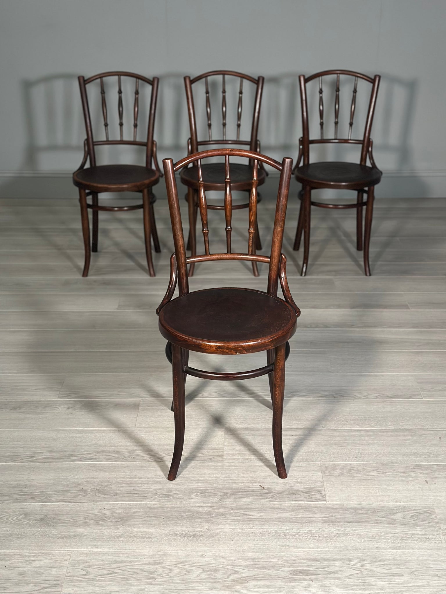 Four Bentwood Bistro Chairs by Fischel c.1910
