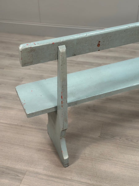 Antique Pine Bench In Blue Paint
