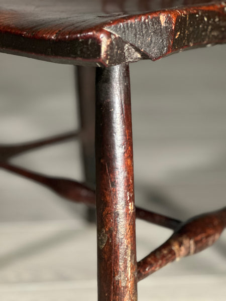 A Pair Of Antique Elm Kitchen Chairs C.1850