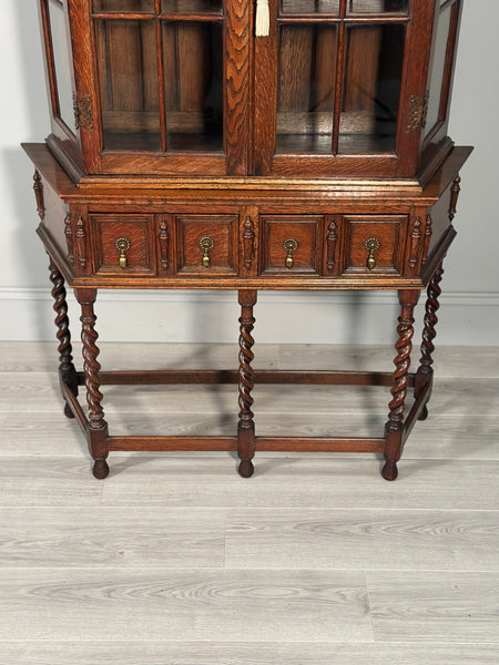 Tall 1920’s Oak Display Cabinet