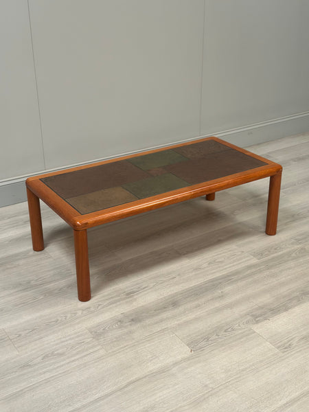 Danish Teak & Slate Coffee Table By Haslev