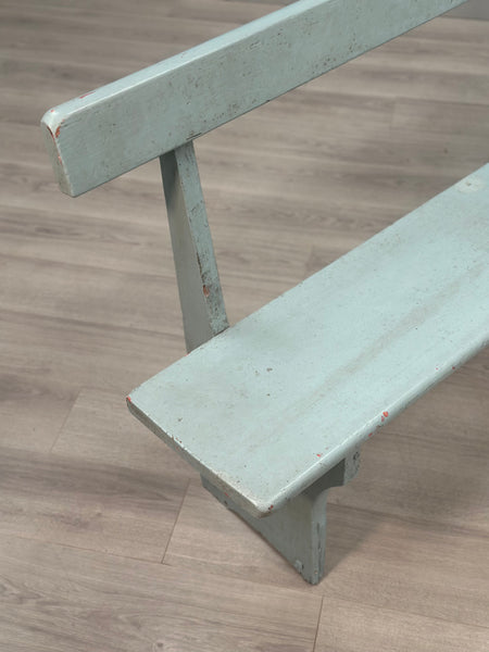 Antique Pine Bench In Blue Paint