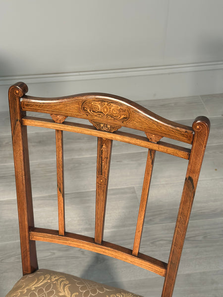 Pair Of Inlaid Rosewood Bedroom Chairs c.1880