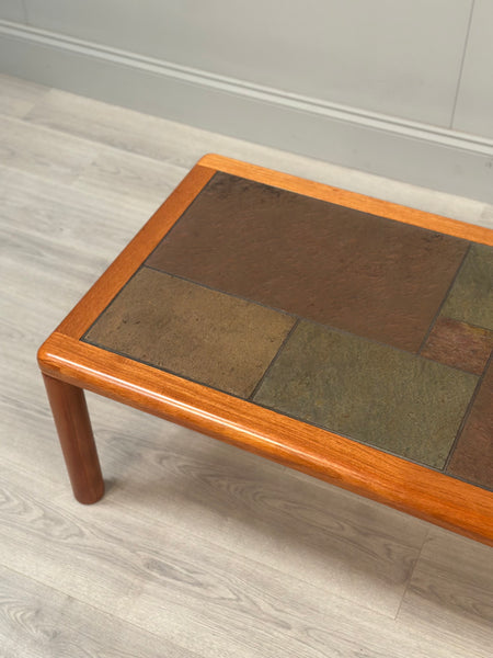 Danish Teak & Slate Coffee Table By Haslev