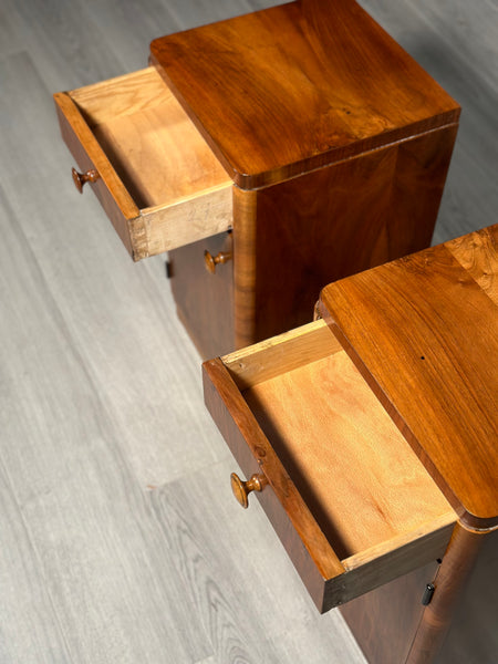 Burr Walnut Art Deco Bedside Cabinets