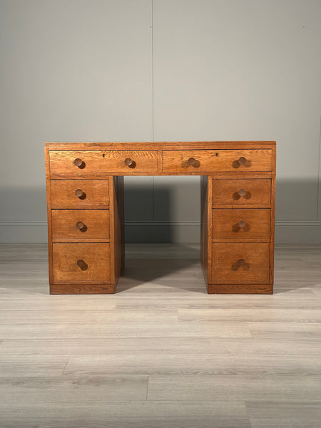 Antique Cotswold School Oak Desk c.1930