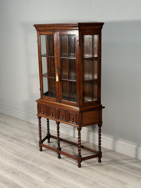 Tall 1920’s Oak Display Cabinet