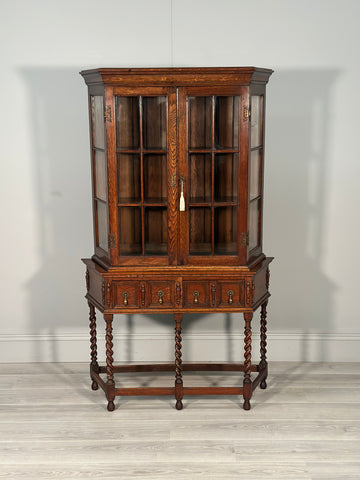 Tall 1920’s Oak Display Cabinet