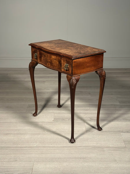 1920s Queen Anne Style Burr Walnut Side table