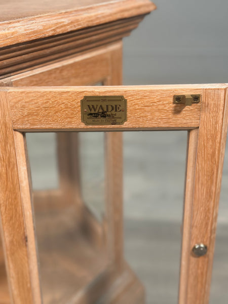 Octagonal Limed Oak Glass Display Cabinet
