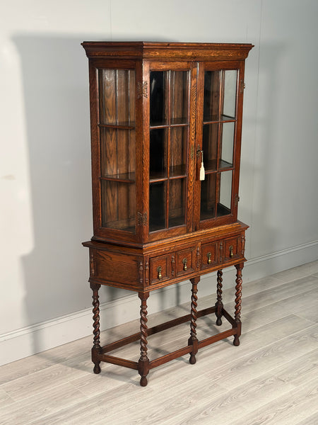 Tall 1920’s Oak Display Cabinet