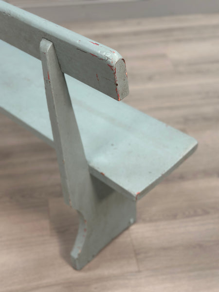 Antique Pine Bench In Blue Paint