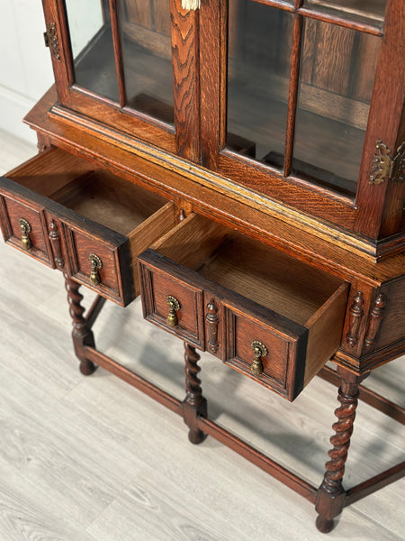 Tall 1920’s Oak Display Cabinet