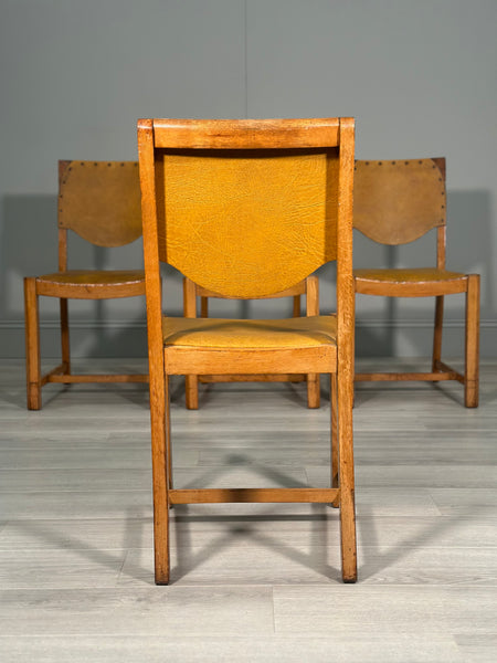A Set Of 4 Golden Oak Art Deco Dining Chairs By G.Norman