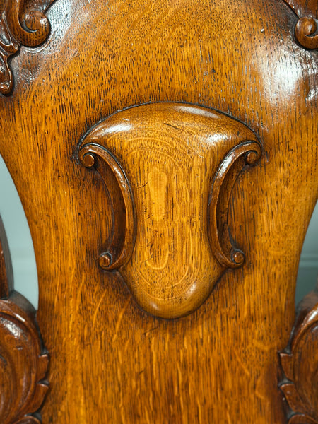 A Pair Of Oak Hall Chairs c.1860
