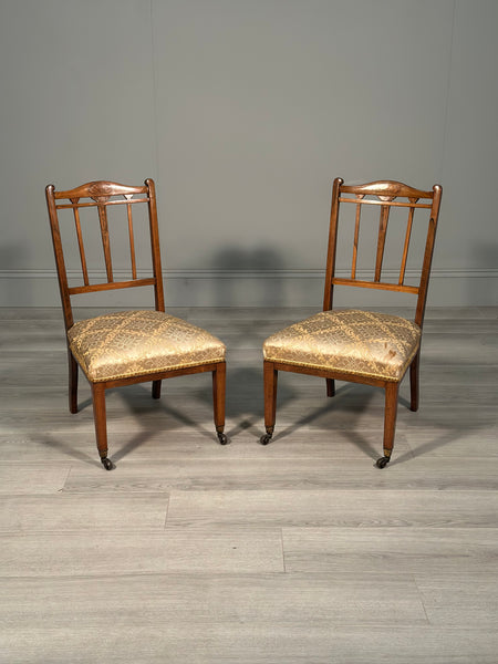 Pair Of Inlaid Rosewood Bedroom Chairs c.1880