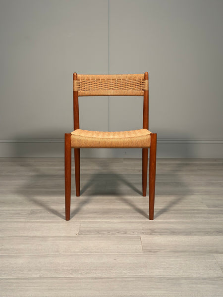 Set of 6 Danish Teak & Papercord Dining Chairs