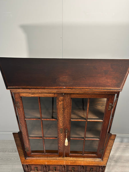 Tall 1920’s Oak Display Cabinet