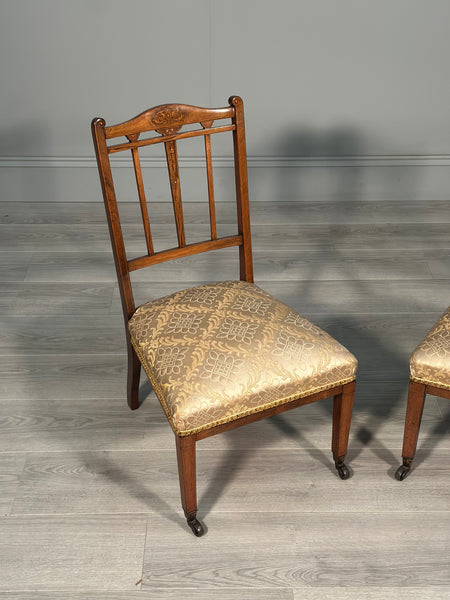 Pair Of Inlaid Rosewood Bedroom Chairs c.1880