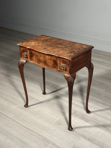 1920s Queen Anne Style Burr Walnut Side table