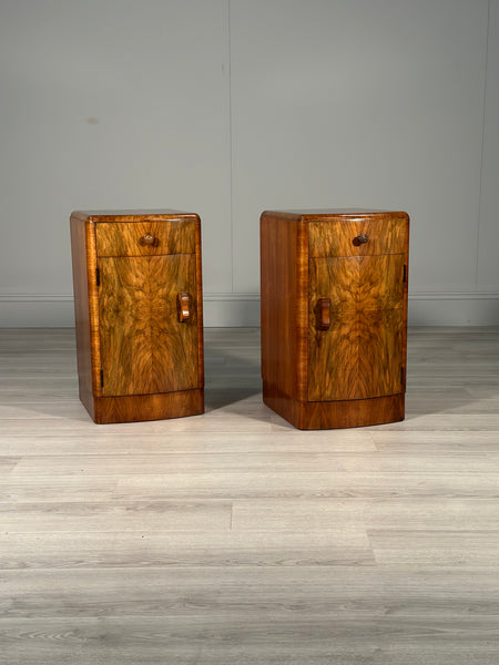 Burr Walnut Art Deco Bedside Cabinets