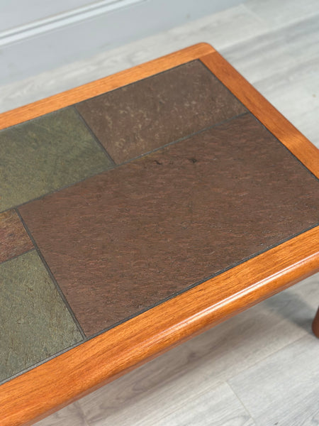 Danish Teak & Slate Coffee Table By Haslev
