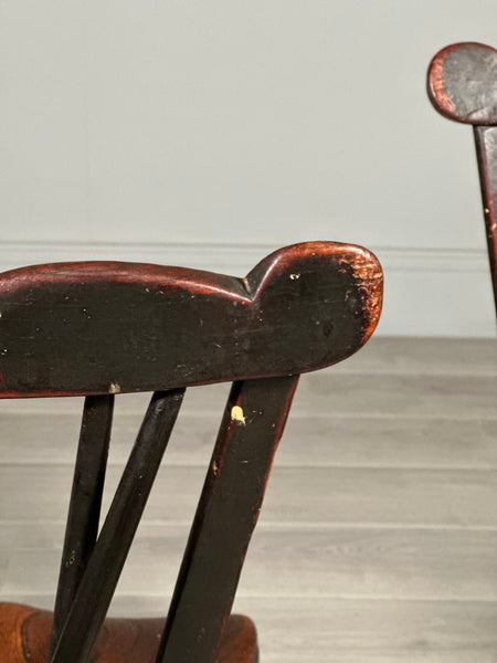 A Pair Of Antique Elm Kitchen Chairs C.1850
