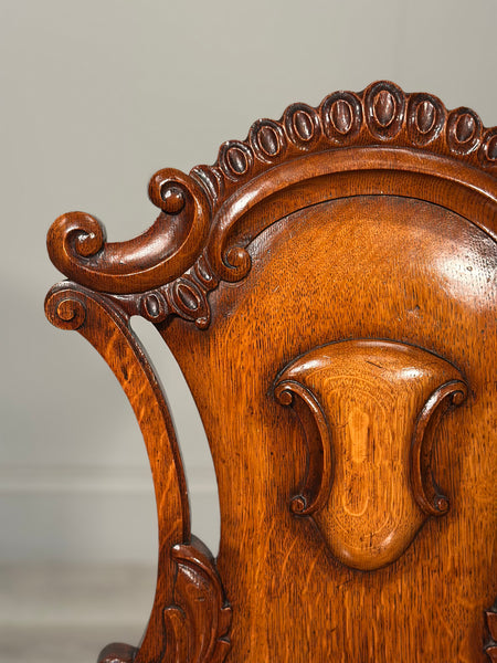 A Pair Of Oak Hall Chairs c.1860