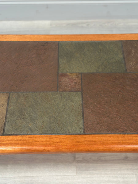Danish Teak & Slate Coffee Table By Haslev