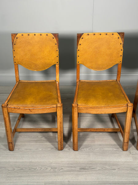 A Set Of 4 Golden Oak Art Deco Dining Chairs By G.Norman