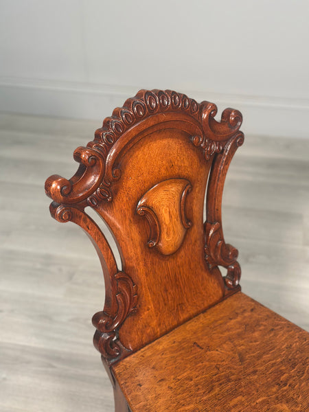 A Pair Of Oak Hall Chairs c.1860