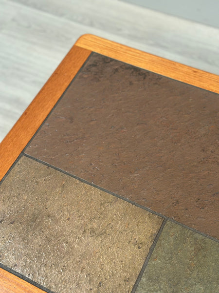 Danish Teak & Slate Coffee Table By Haslev