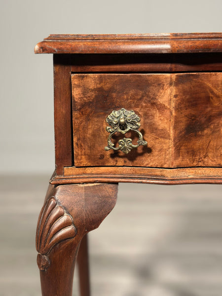 1920s Queen Anne Style Burr Walnut Side table