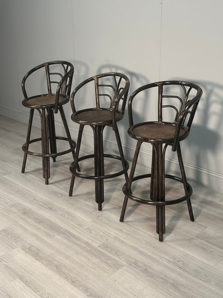 Vintage Bamboo Bar & 3 Stools