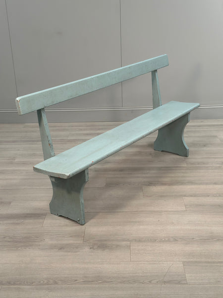 Antique Pine Bench In Blue Paint