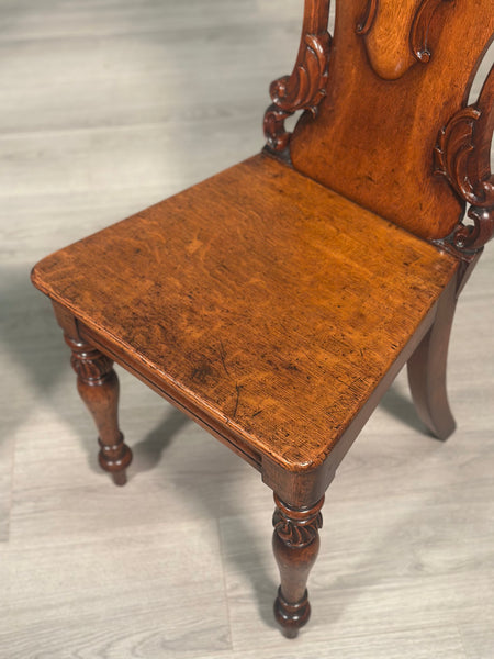 A Pair Of Oak Hall Chairs c.1860
