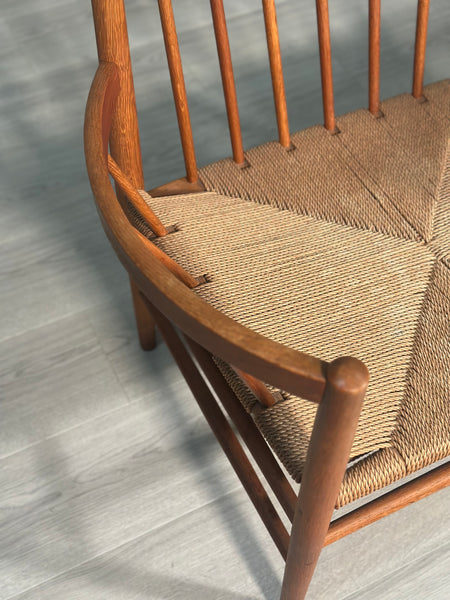 His And Hers Oak & Papercord J82 Armchairs By Jørgen Bækmark For Fdb Møbler 1960s