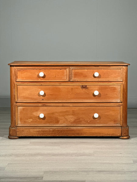 19th Century Wide Pine Chest Of Drawers