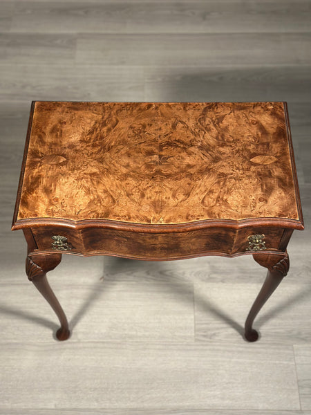 1920s Queen Anne Style Burr Walnut Side table