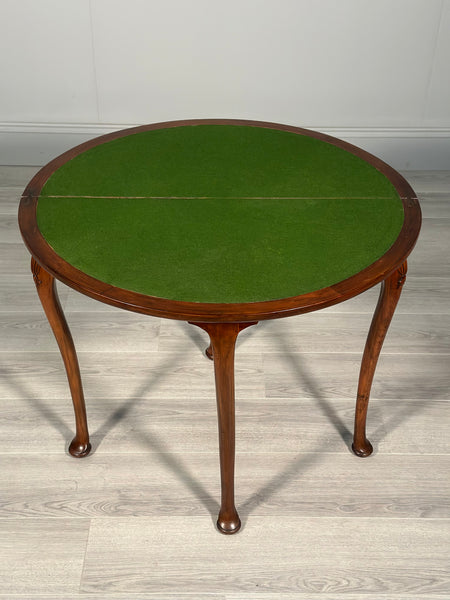 Antique Burr Walnut Demi Lune Games Table