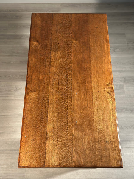 Light Oak Arts And Crafts Gothic Dining Table C.1890
