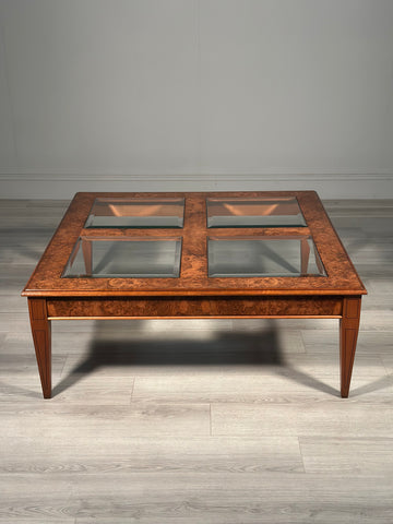 Large Burr Walnut & Glass Coffee Table By Iain James